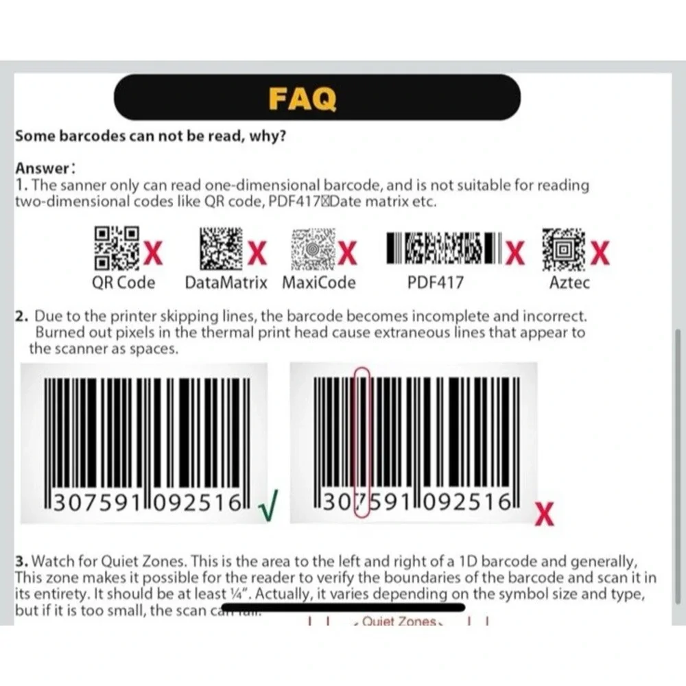 Wireless Barcode Scanner -‎ NADAMOO - Model Bur3003 - Preowned